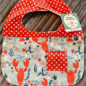 NWT!! Handcrafted Nautical~Lobster Graphics Bib